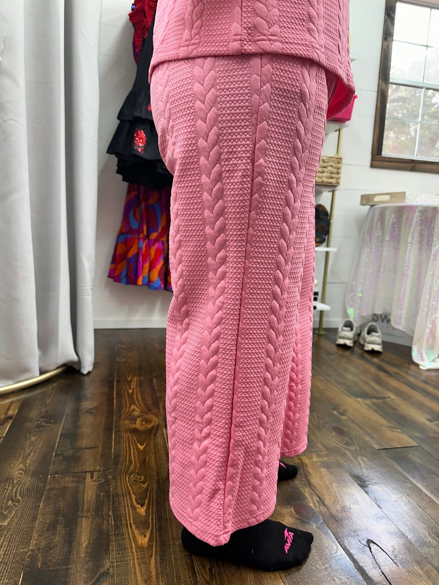 Cable Knit Set- Pink