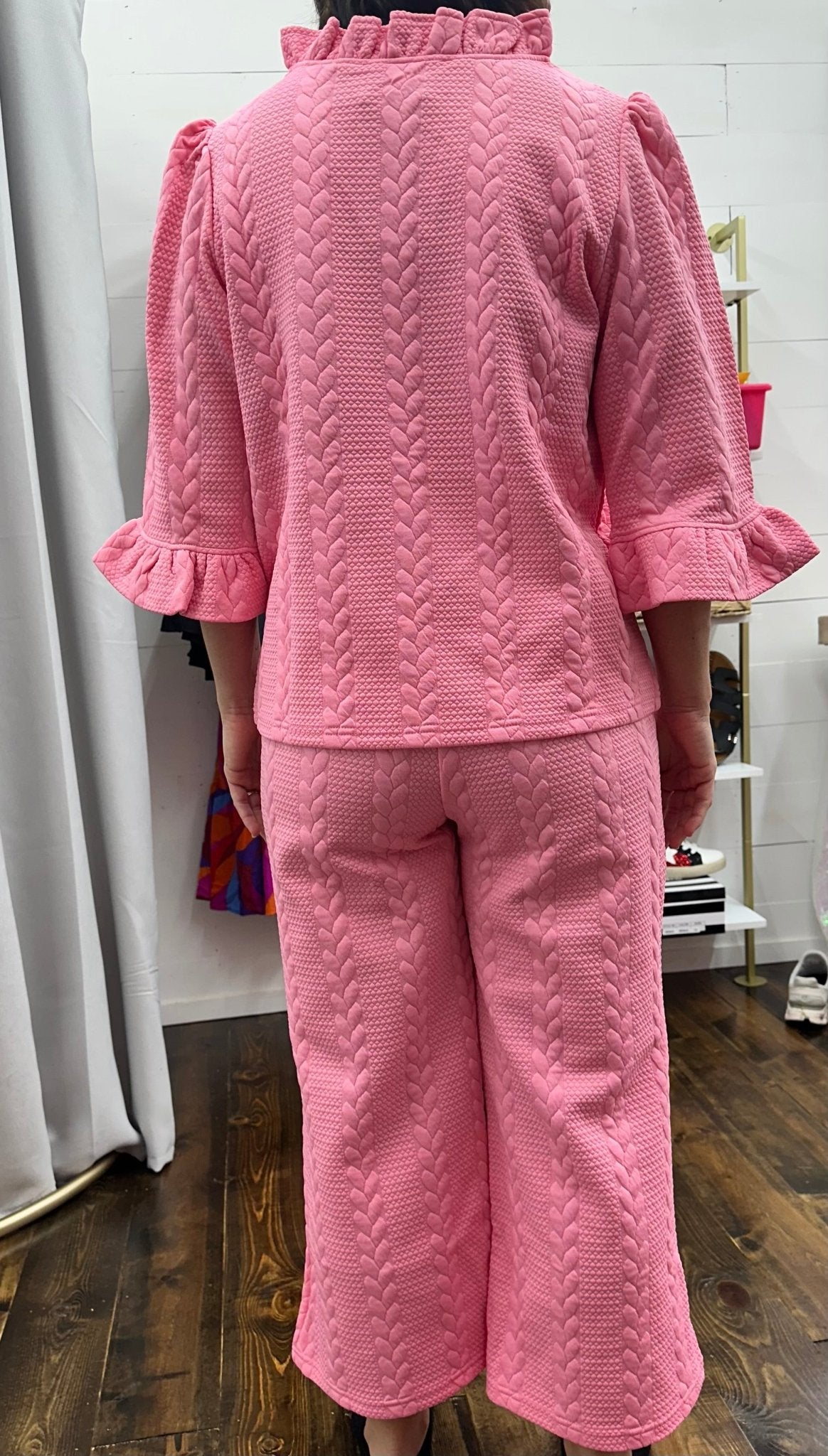 Cable Knit Set- Pink