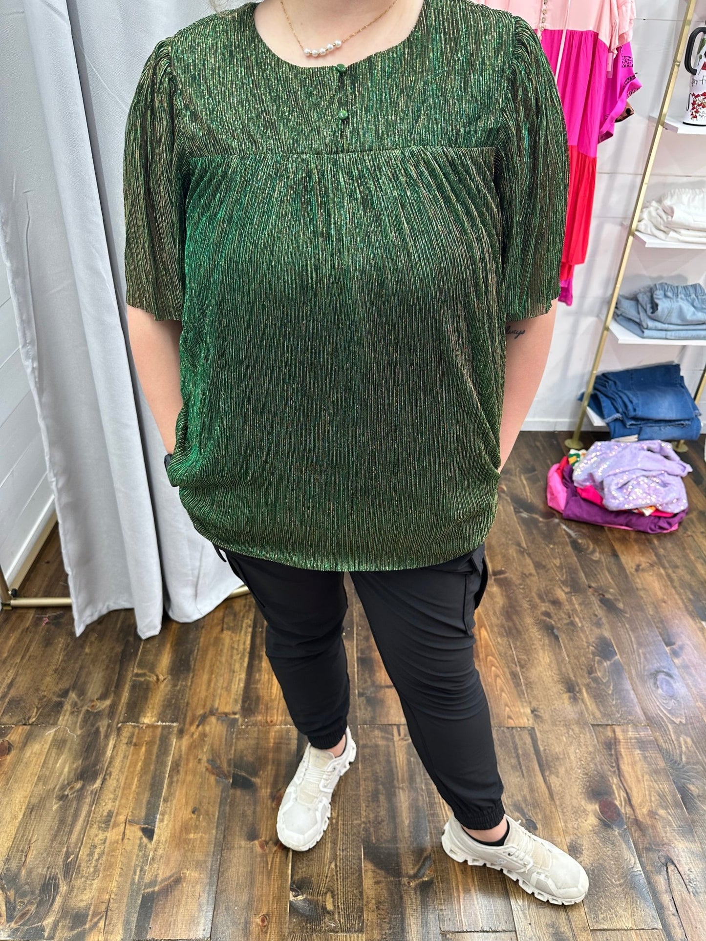 Shimmer Shine Hunter Green Top