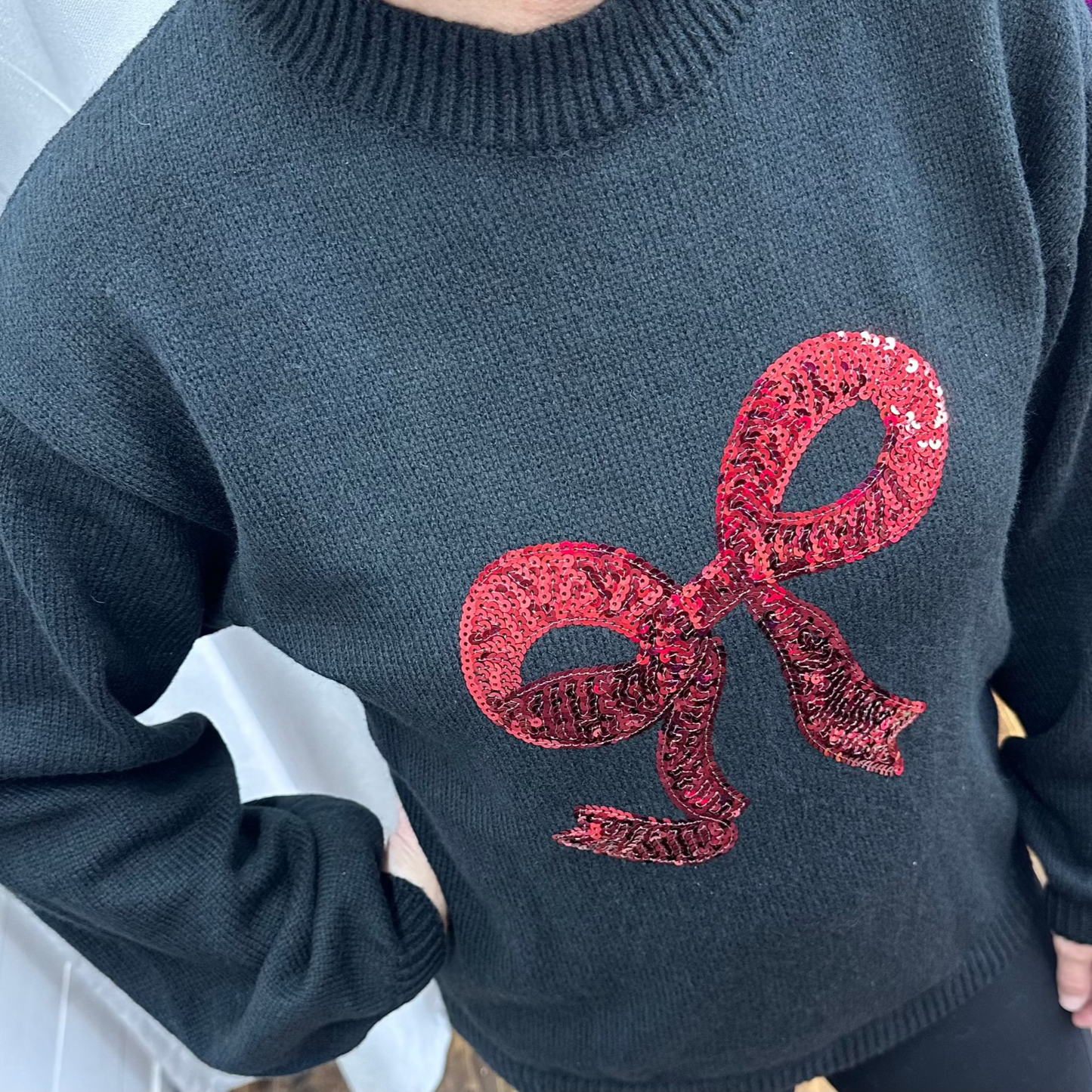Bow Sequin Sweater