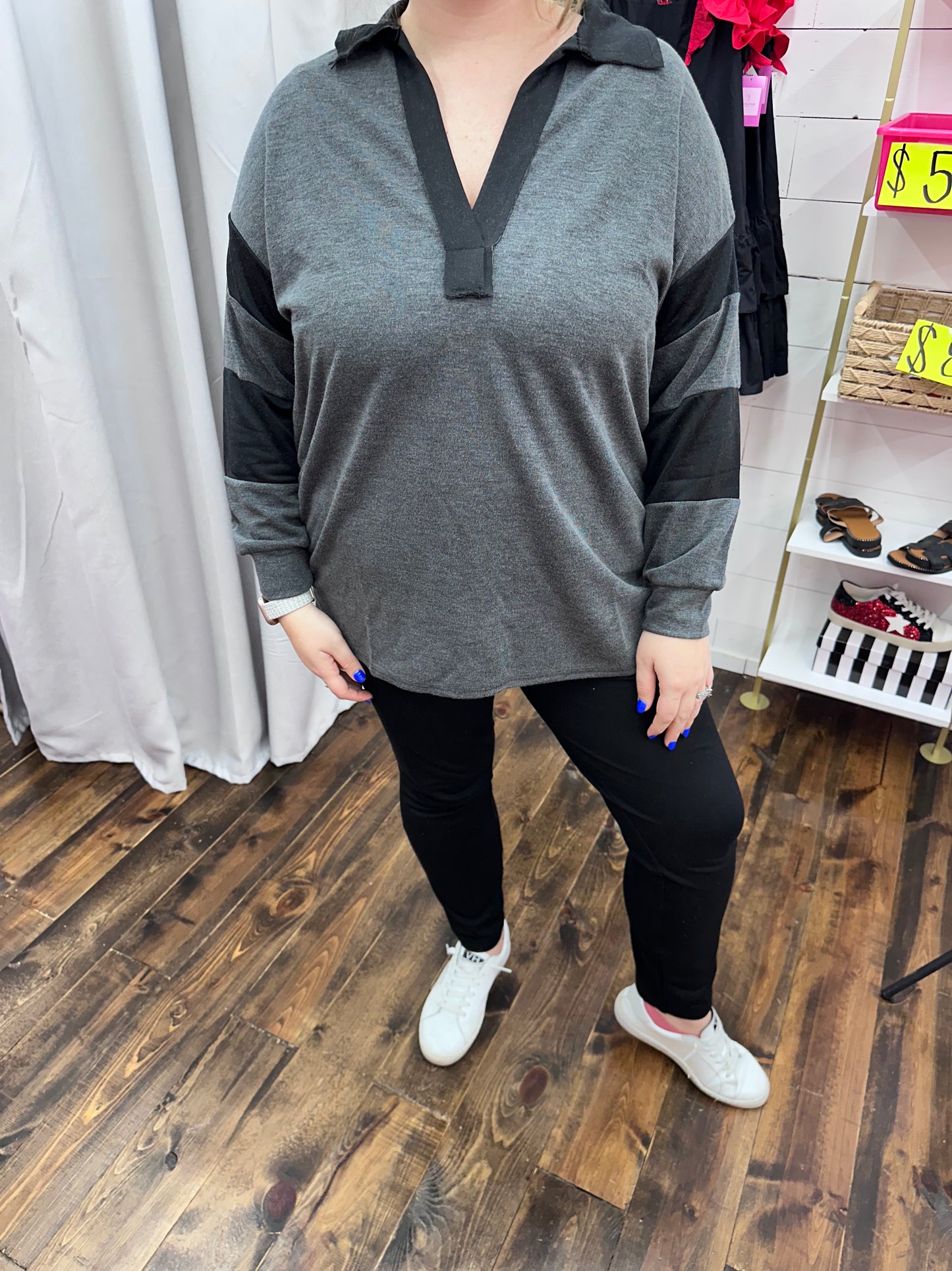 Ribbed Polo pullover