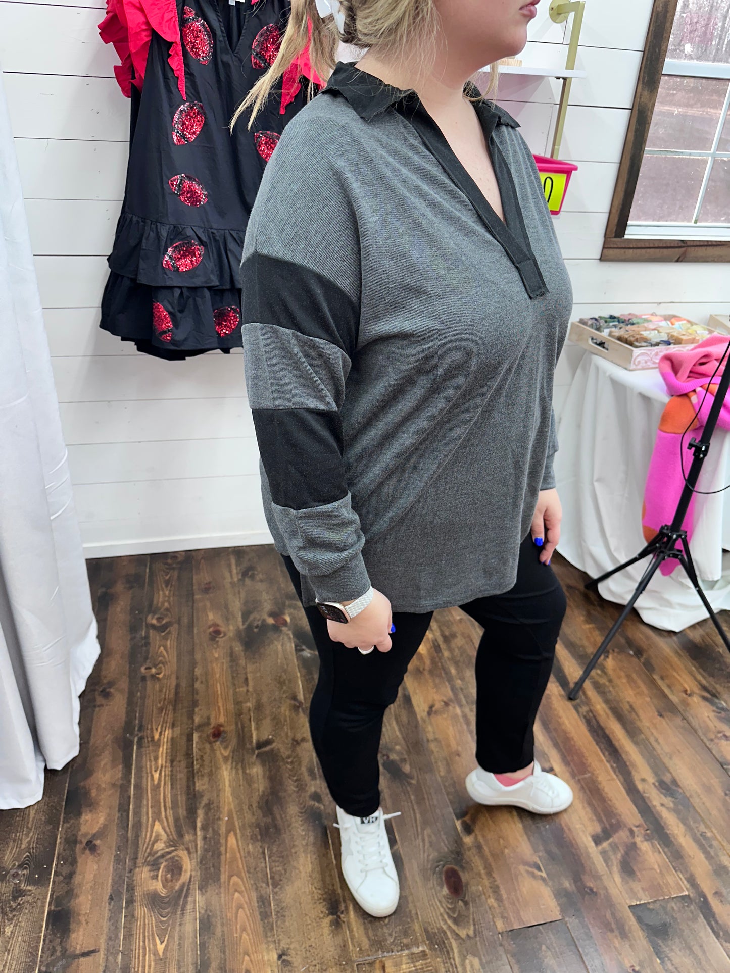 Ribbed Polo pullover