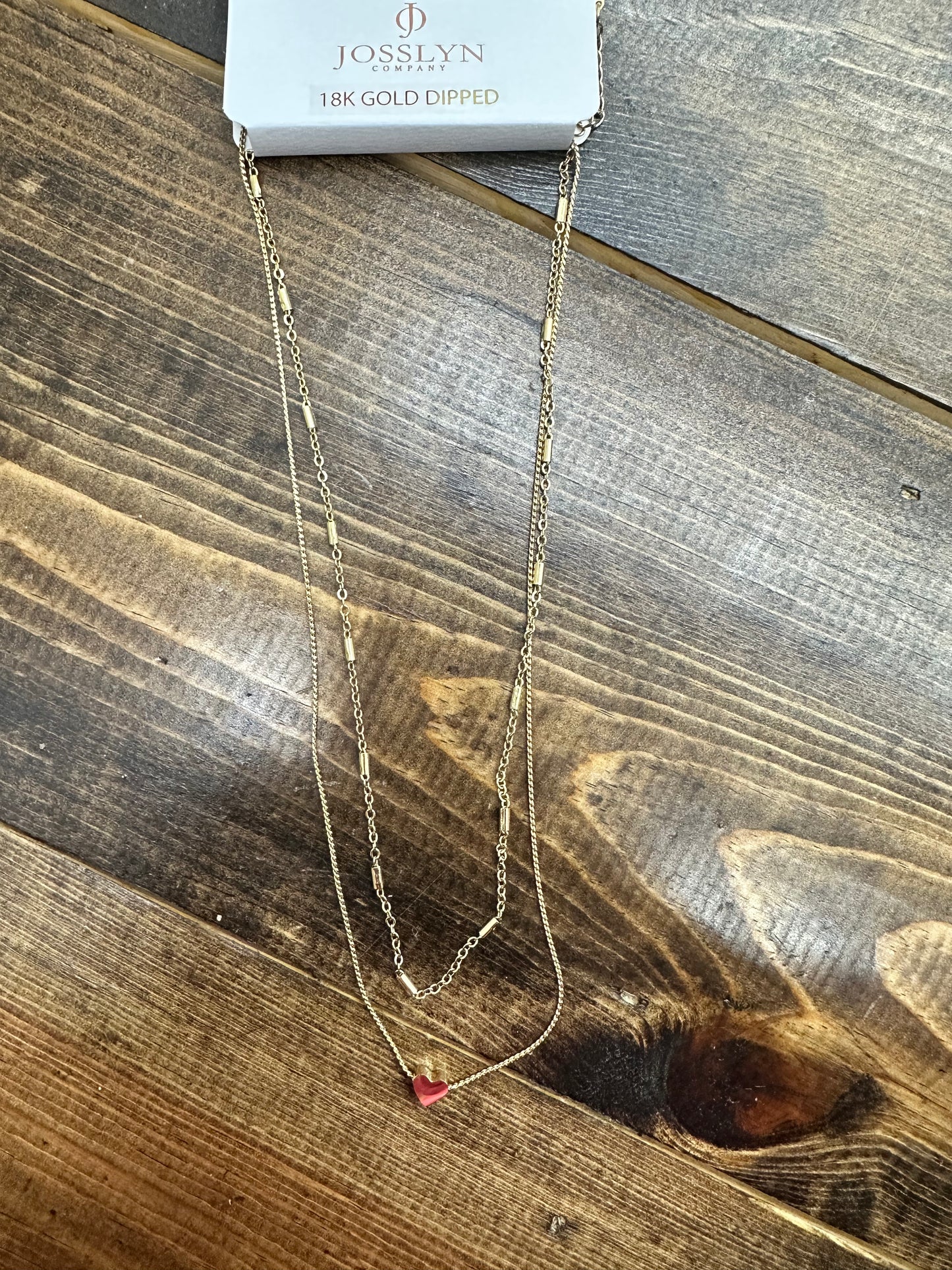 Tarnish free heart layering necklace-gold