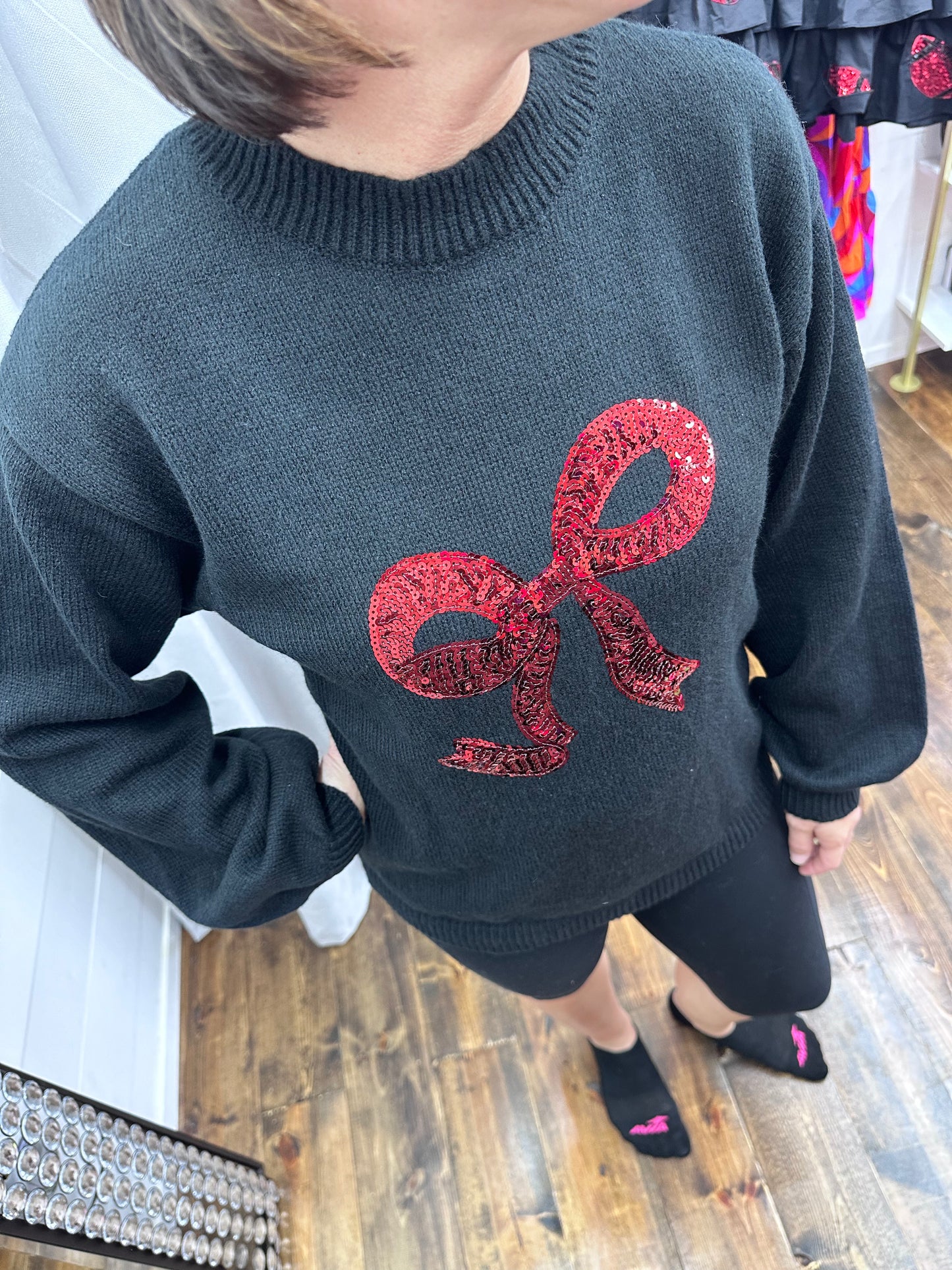 Bow Sequin Sweater