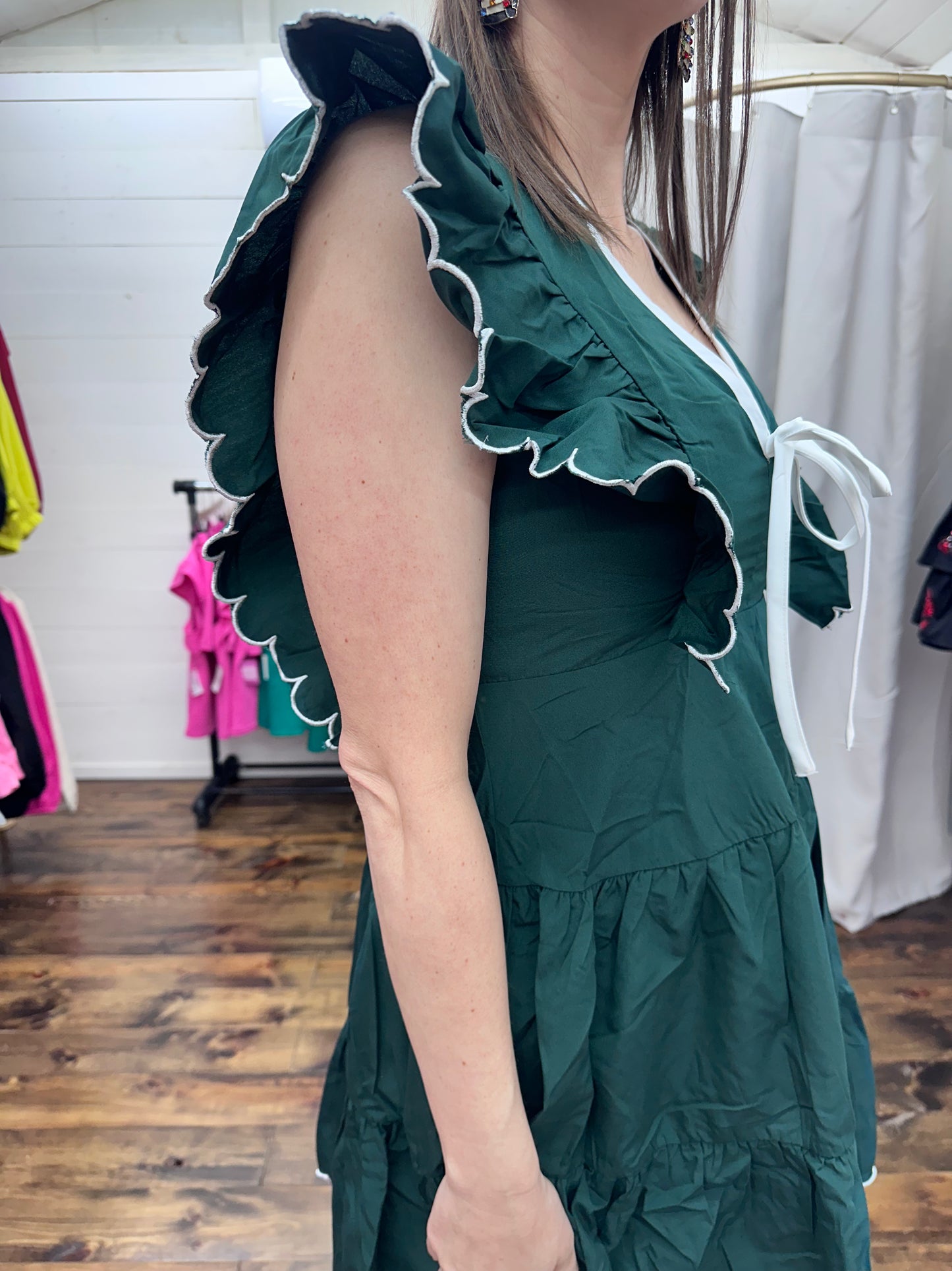 Hunter Green Scallop Dress