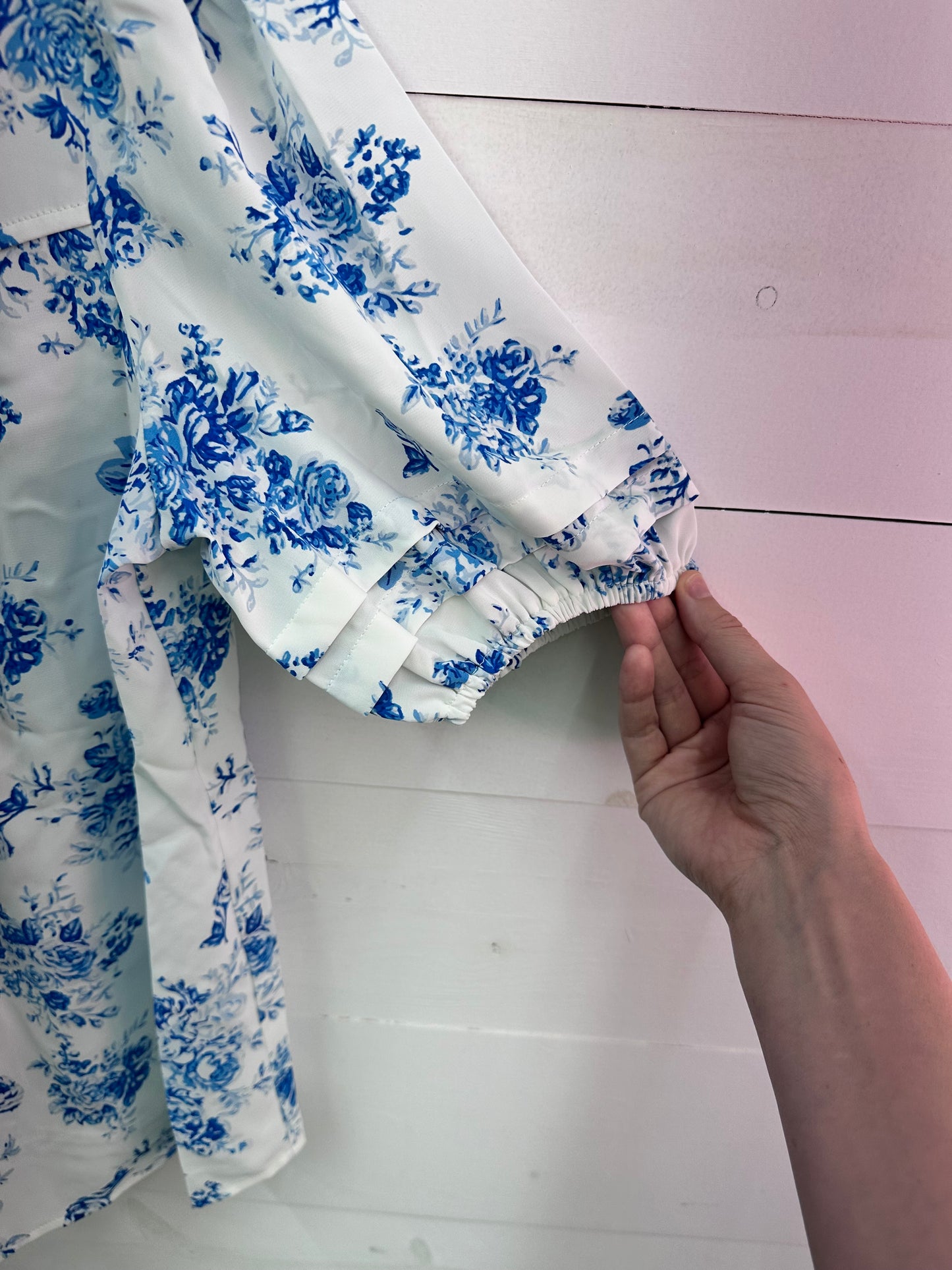 Baby Shower Blues Pleated top