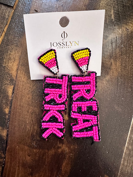 Pink Candy Corn earring