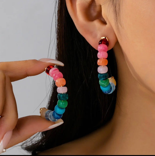 Rainbow Beaded Earrings