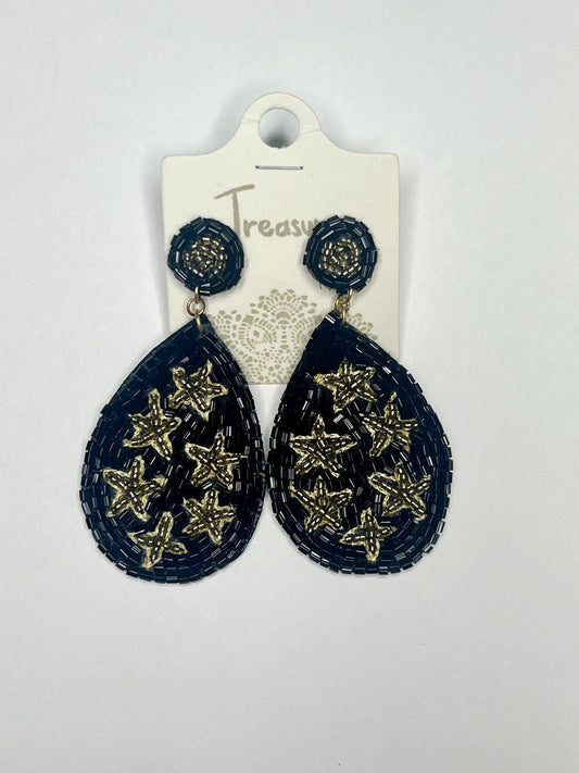 Black & Gold Seed Bead Earrings